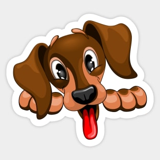 Dachshund Pet Dog Cute, Happy and Playful Peeking Character Sticker